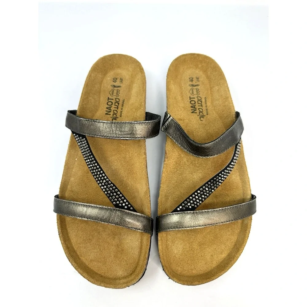 Naot Hawaii Women's Sandals Size EU 40 US 9 Metallic Rhinestone Slide NWOB